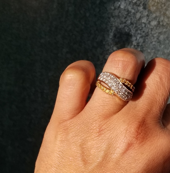 14k diamond citrine gold bypass ring - Picture 3 of 14